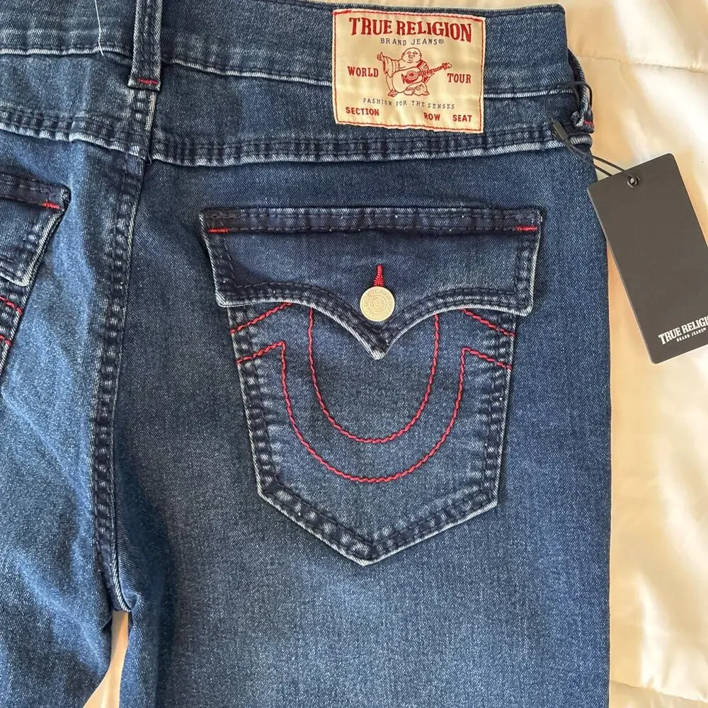 NWT True Religion Geno SN Slim Jeans 36x32 Dark Shivering Wash Denim 5 Pocket